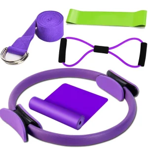 5-Piece Yoga Fitness Set with Weighted Rings, Resistance Bands, and Pilates Ball