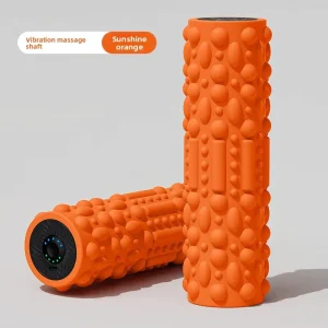 5-Speed Mechanical Vibrating Foam Roller Stick, Textured, USB-Powered for Yoga Fitness Massage