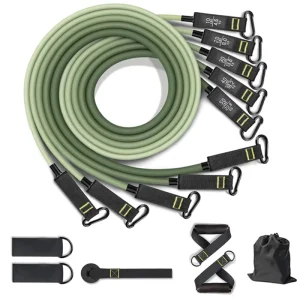 5-Tube Exercise Resistance Band Set with Door Anchor, Handles and Ankle Straps for Home Workout