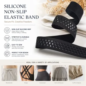 5 cm Black Printed Polyester/Nylon Gripper Elastic for Garments and Outdoor Equipment