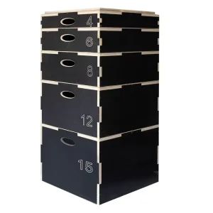 5-in-1 Anti-Slip Black Adjustable Wooden Plyometric Jump Box
