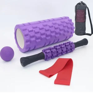 5 in 1 Foam Roller Set 33cm Hollow Core Massage Roller with Fascia Ball and Massage Stick for Pilates Yoga