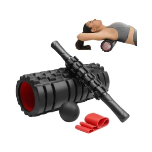 5 in 1 High Density EVA Foam Roller Set PVC Point Massage Stick & Resistance Band for Deep Muscle Fitness Training