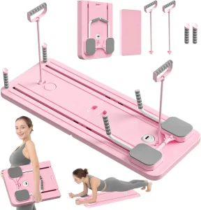 5-in-1 Pink Pilates Set with Foldable Board and Sliding Board for Home Use