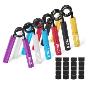 50-300 lb Spring Steel Grip Set with Aluminum Handle and Sponge Grip for Finger Training