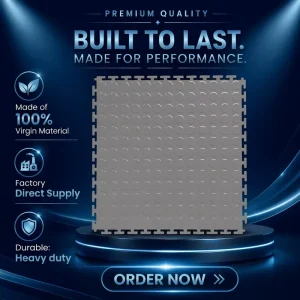 50*50cm Glossy Dot-Textured PVC Interlocking Floor Tiles Anti-Slip Industrial Plastic Flooring for Warehouses and Garages