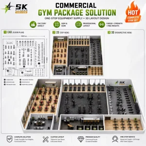 500 sqm Commercial Gym Equipment Solution with Full-Set Strength and Cardio Equipment for Hotels and Clubs