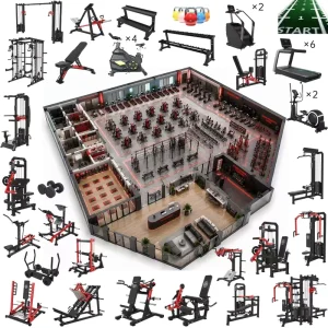 500 sqm Gym Equipment Package with Plate-Loaded Strength Training Equipment