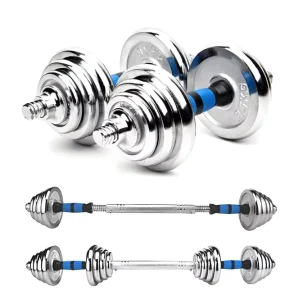 50kg Adjustable Stainless Steel Dumbbell and Barbell Set with Box Case