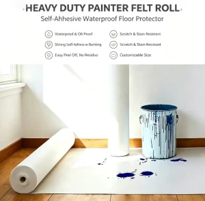 50m Customizable Non Woven Painter Felt Roll Self Adhesive Waterproof Floor Mat for Painting Renovation Surface Protection