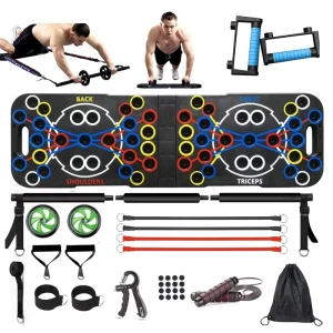 54-in-1 Foldable Push-Up Board with Resistance Bands, Durable PP