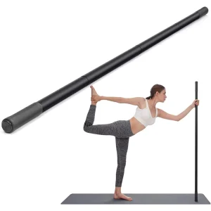 58-Inch Adjustable Steel Pipe Yoga and Pilates Mobility Stick with Foam Grips for Stretching and Physical Therapy