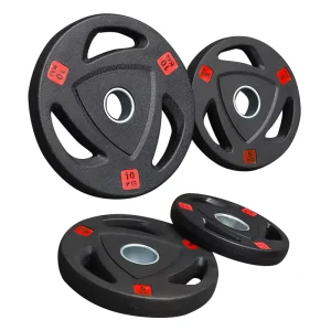 5kg/10kg/15kg/20kg/25kg Cast Iron Tri-Grip Rubber-Coated Free Weight Barbell Plates