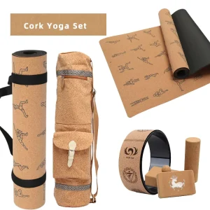 5mm Natural Cork TPE Yoga Mat Set