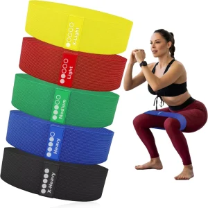 5pcs Polyester Exercise Bands for Yoga Pilates Stretching Home Gym Fitness High Elastic Fabric Resistance Bands Set