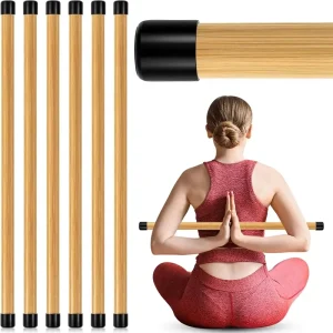 6-Piece 26-Inch Natural Bamboo Yoga Stick Set with Non-Slip Rubber Ends