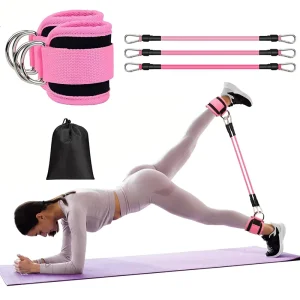 6 Piece TPE Ankle Resistance Bands with Cuffs High Elastic for Glute & Leg Workouts Booty Exercise Equipment