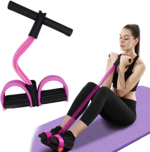 6-Tube Elastic Resistance Band with Yoga Pedal for Sit-Up Training