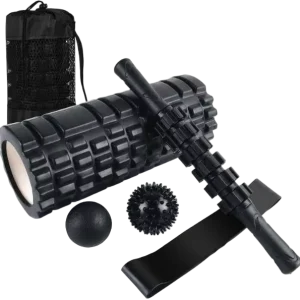 6-in-1 High-Density Foam Roller Set with Trigger Point Roller, Resistance Band, Massage Stick and Ball for Yoga Exercise