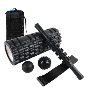 6-in-1 Portable Yoga Foam Roller Set EVA Material Muscle Rollers Stick Resistance Band 33x14cm Yoga Pilates
