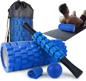 6-in-1 Resistance Band Yoga Foam Roller Set High-Density Massage Stick Ball 6-Inch Foam Rollers