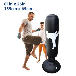 64-Inch Heavy Duty Kick Boxing Punching Bag, Water/Sand Filling, PVC, Free Standing, Quick-Drying