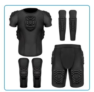 6PCS Goalkeeper Padded Kit with EVA Foam Chest, Rib, Shoulder, Shirt, Shorts, Knee and Elbow Pads
