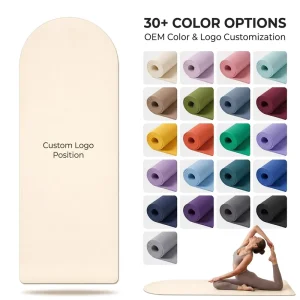 6mm Cream Beige TPE Oval Arch Yoga Mat, Anti-Slip, Water-Resistant, for Pilates and Home Gym