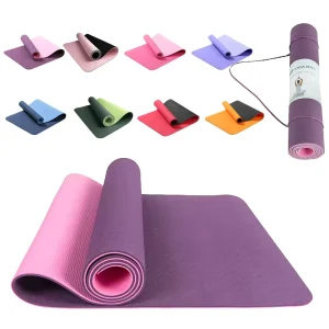 6mm TPE Yoga Mat 72 x 24 inch Non-Slip Knee Protection Exercise Mat with Carrying Strap for Pilates