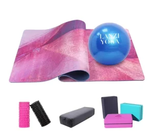 6mm Thick TPE Yoga Mat with Bolster Rollers Pilates Set