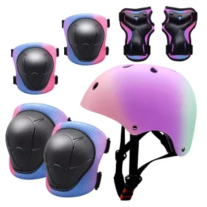 7-Piece Kids Cycling and Skateboarding Protective Set with Helmet, Knee and Elbow Pads