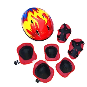 7-Piece Kids Protective Sports Equipment Set with Foam Bike Helmet and Elbow Knee Pads for Skateboarding Cycling