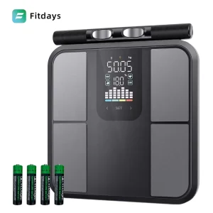 8-Electrode Tempered Glass Bathroom Body Composition Scale with App, Body Fat, Weight, BMI, 180kg Capacity