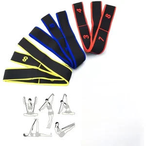 8-Loop Elastic Leg Stretching Belt, Multicolor Yoga Strap