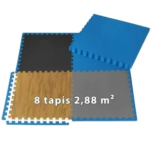 8-Piece 60 x 60 x 1 cm EVA Rubber Foam Floor Protection Mat Set Anti-Slip Blue Sports Mats Not Removable or Washable