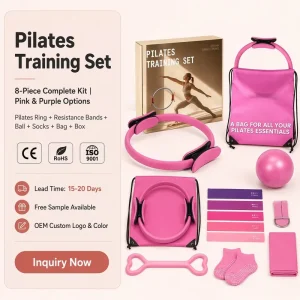 8-Piece Pilates and Yoga Training Set with Ring, Resistance Bands, Ball, Strap, and Socks for Home Gym Fitness