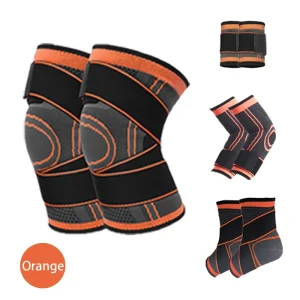 8-Piece Sports Protective Gear Set, Breathable Woven Knee, Elbow, Wrist, and Ankle Supports