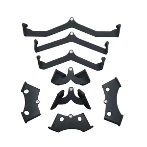 8-Piece Steel Grip Cable Attachment Set, Lat Pulldown and Low Row Handles, Rubber-Coated, Commercial Gym