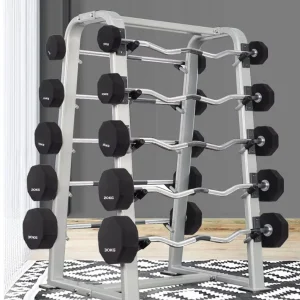 8 Sided Fixed Urethane Encased Straight Barbell 10 50KG for Commercial Gym Strength Training