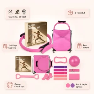 8-in-1 Yoga Set with Ring, Resistance Bands, Mini Ball, Stretching Strap, and Grip Socks for Women
