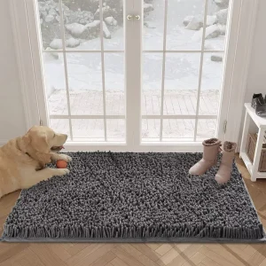 80*50cm Washable Non-Slip Chenille Floor Mat Absorbent Doormat for Entryway Mud Room Patio