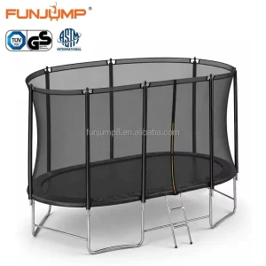 8x13FT Oval Trampoline with Safety Enclosure Net and Ladder for Kids and Adults Heavy-Duty Galvanized Frame TUV Certified