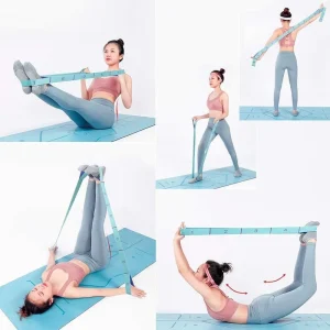 9-Ring Yoga Resistance Loop Band with Tension Scale and Pull Strap Belt
