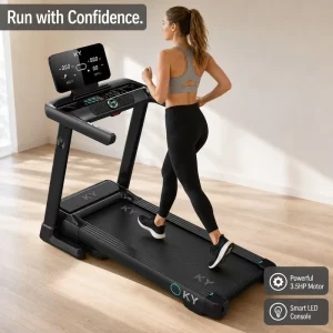 A8 150kg Motorized Treadmill 16km/h OEM Smart Bluetooth Fitness Running Machine LED Display for Home Gym Cardio