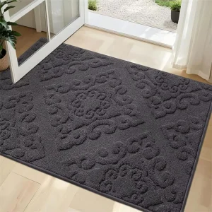 Absorbent Welcome Non Slip Entryway Rug Washable Dirt Trapper Door Mat for Front and Back Door