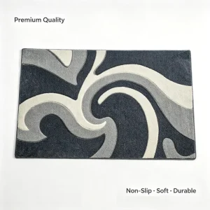 Abstract 3D Swirl Cut Pile Area Rug High Plush Microfiber Floor Mat