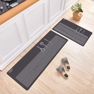 Abstract Texture Marble Style Woven Kitchen Carpet Floor Mat Absorbs Water and Oil Non-Slip Machine Washable