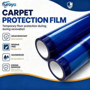 Adhesive Soft High-Gloss PE Carpet Protective Film Roll, 300m x 50cm, Commercial Flooring