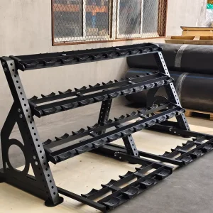 Adjustable 4-Tier Dumbbell Rack with Sliding Drawer for Commercial Gyms