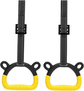Adjustable Bear-Shaped Double-Loop Gymnastic Rings with Anti-Slip Suspension Straps for Kids